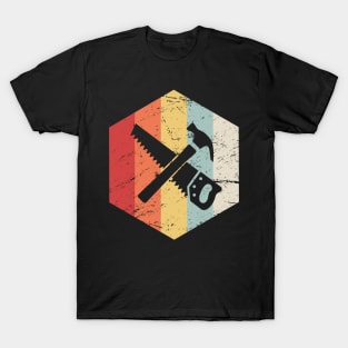 Retro Vintage Saw And Hammer | Carpenter Icon T-Shirt